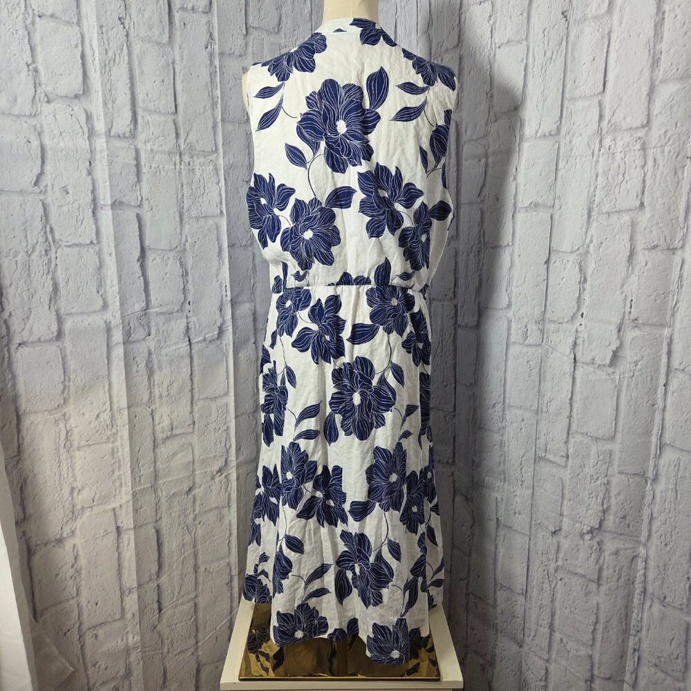 Draper James Extra Large Blue White Floral Cotton Sleeveless Summer Midi Dress - Picture 7 of 11